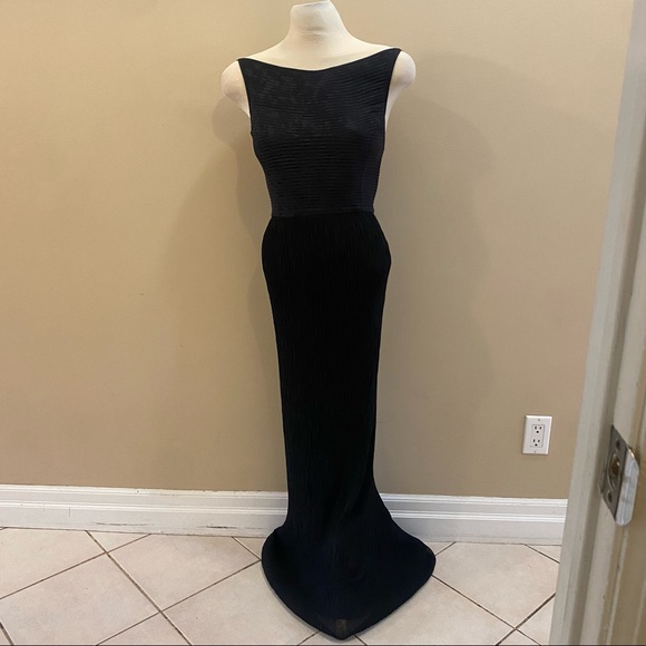 WAYNE CLARK vintage black silk evening gown - Picture 2 of 9